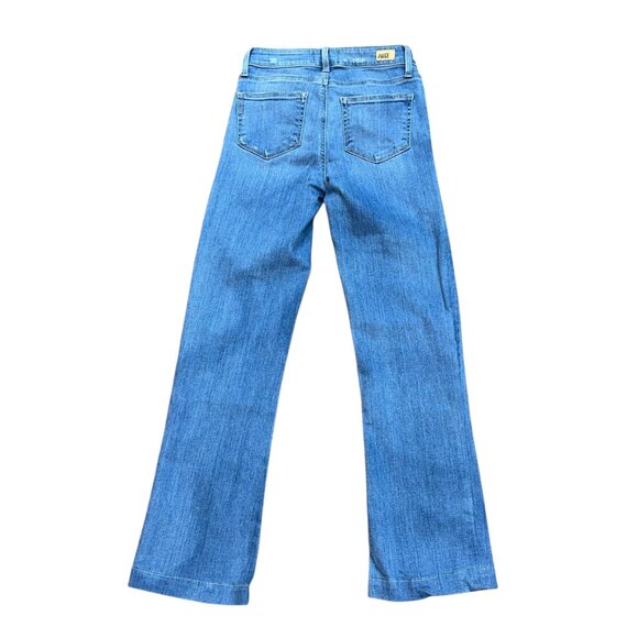 PAIGE Genevieve Flare North Star Distressed Wide Leg High Rise Denim Jeans 25 - Picture 3 of 7
